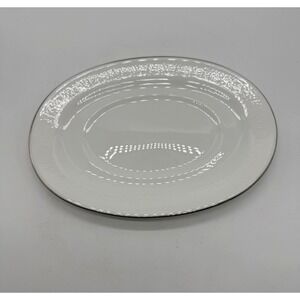 Lenox White Porcelain Oval Serving Platter Embossed Shell Border Unmarked Decor
